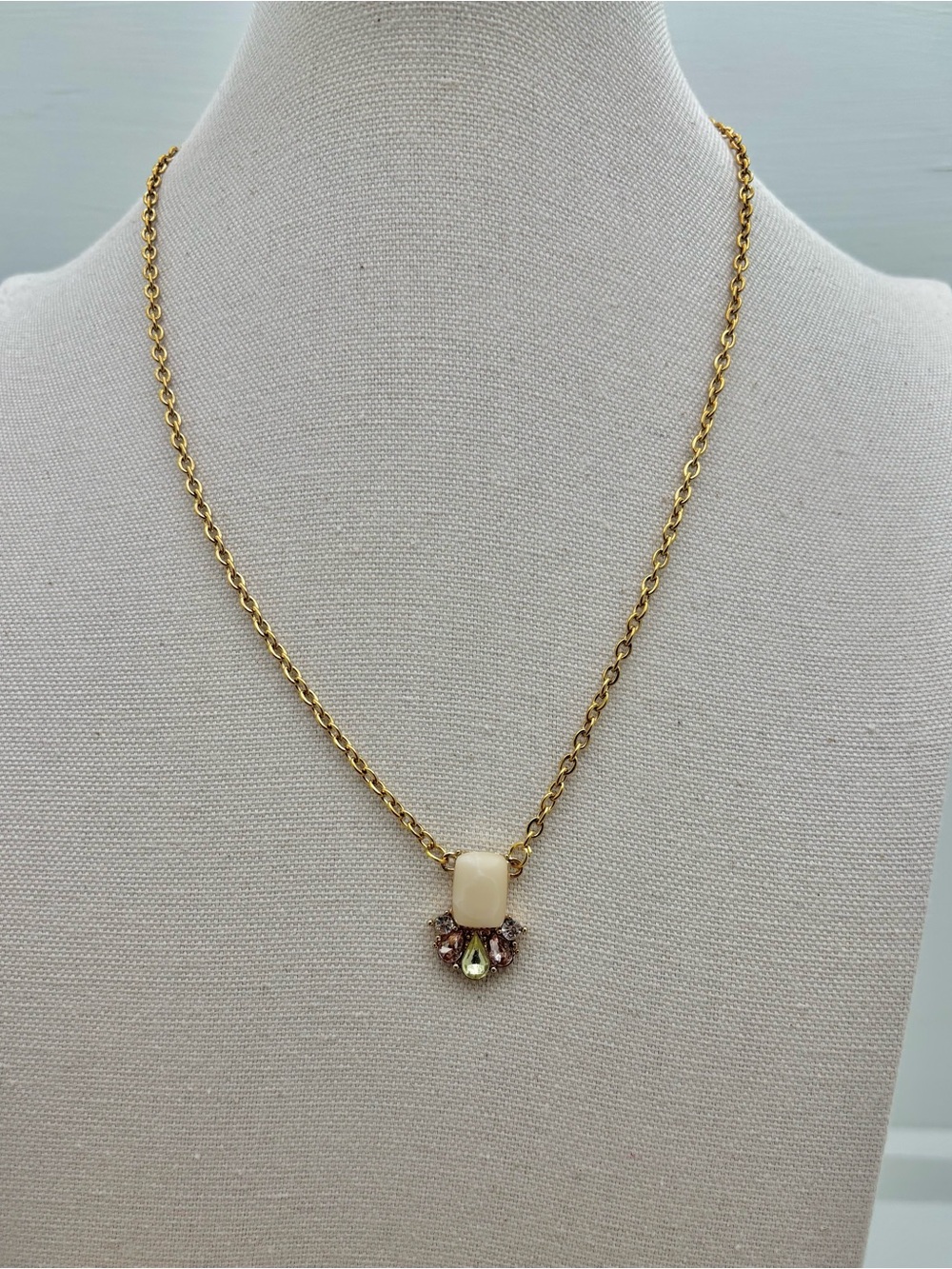 Gold-Tone Cream Pendant Necklace and Earring Set - Picture 3 of 5